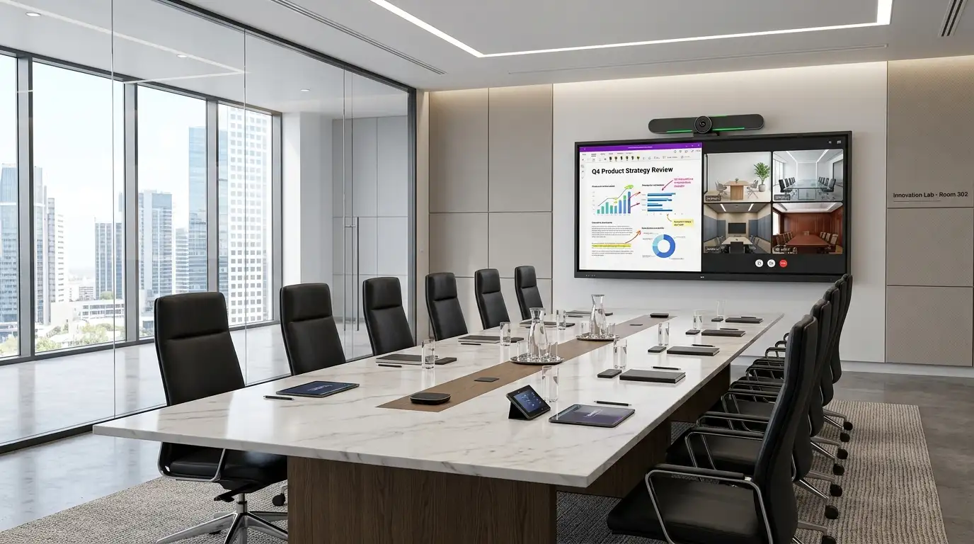 Smart Board untuk Rapat Hybrid: Integrasi Video Conference dan Multi-Touch Collaboration